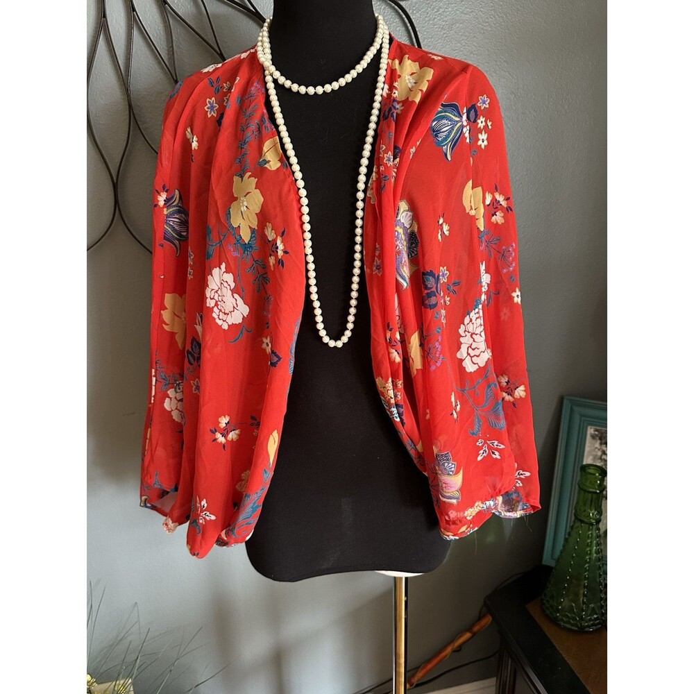 Vintage USA Women's Floral Daisy Spring Open Front Kimono Cardigan One Size Boho